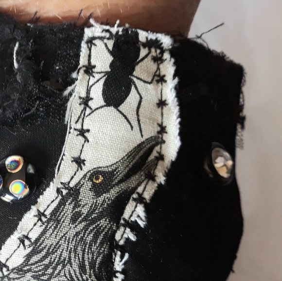 Handmade Bracelet Upcycled Owl Crow Cuff - Picture 5 of 6